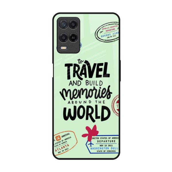 Travel Stamps Glass Case for Realme 8 Sale