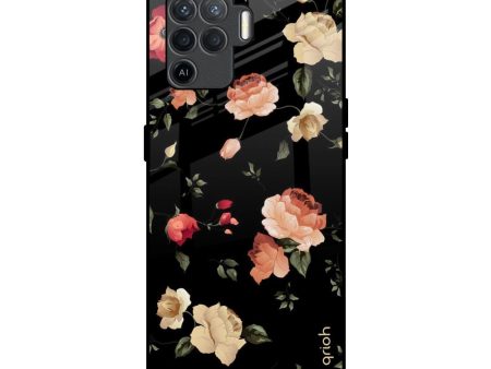 Black Spring Floral Glass Case for Oppo F19 Pro Online Sale