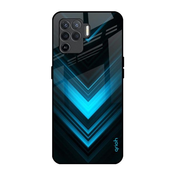 Vertical Blue Arrow Glass Case For Oppo F19 Pro Online Hot Sale