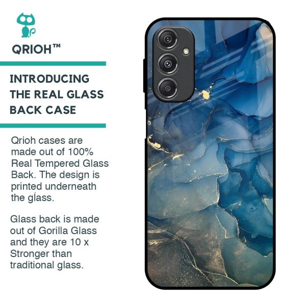 Blue Cool Marble Glass Case for Samsung Galaxy M34 5G on Sale