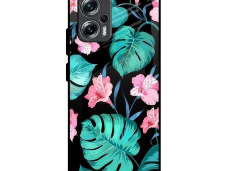 Tropical Leaves & Pink Flowers Glass Case for Redmi K50i 5G Hot on Sale