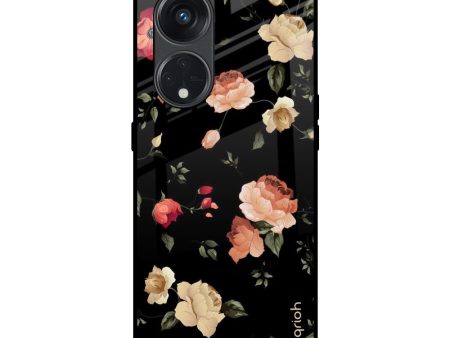 Black Spring Floral Glass Case for Oppo Reno8T 5G on Sale