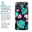 Tropical Leaves & Pink Flowers Glass Case for Oppo F19 Pro For Cheap