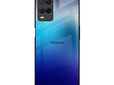 Blue Rhombus Pattern Glass Case for Realme 8 For Sale