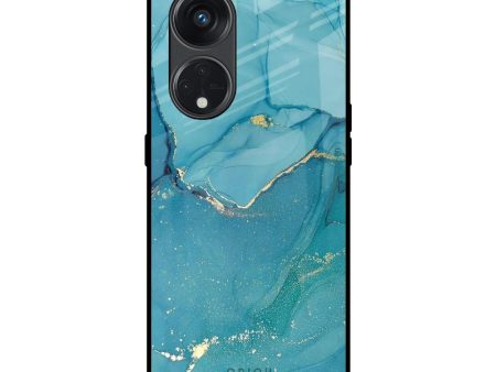 Blue Golden Glitter Glass Case for Oppo Reno8T 5G Online Hot Sale