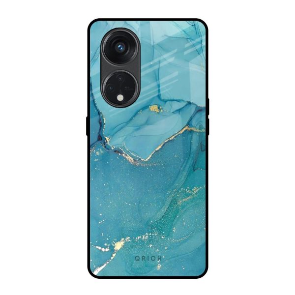 Blue Golden Glitter Glass Case for Oppo Reno8T 5G Online Hot Sale