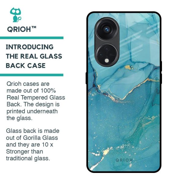 Blue Golden Glitter Glass Case for Oppo Reno8T 5G Online Hot Sale