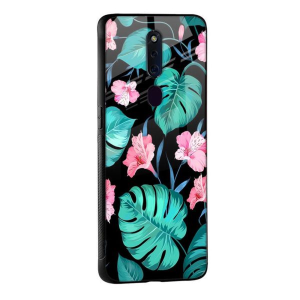 Tropical Leaves & Pink Flowers Glass case for Oppo A36 Online now