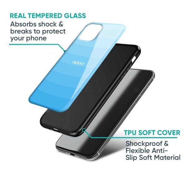 Wavy Blue Pattern Glass Case for Oppo A96 For Discount