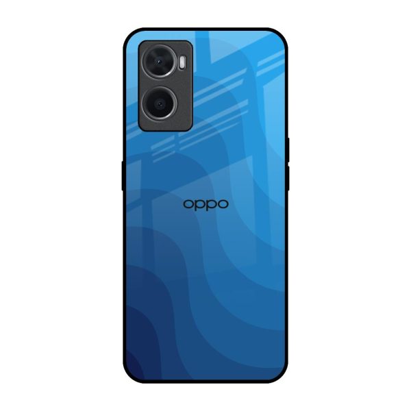 Blue Wave Abstract Glass Case for Oppo A96 Sale