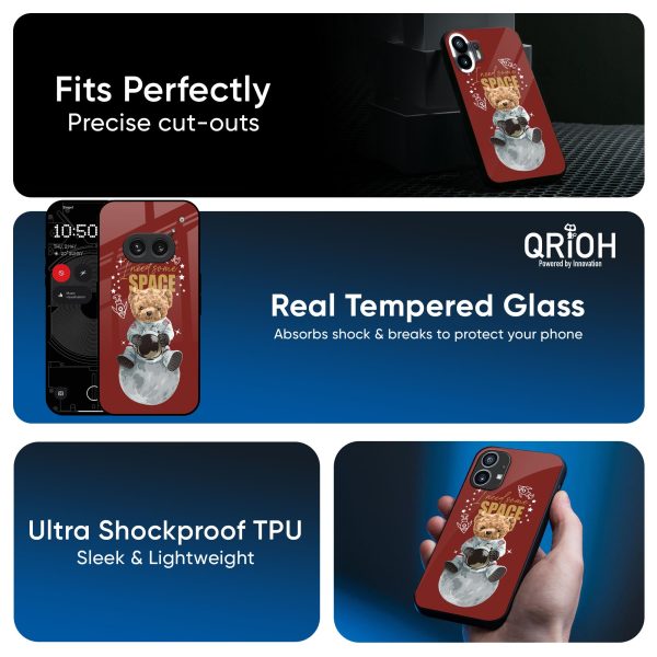 Astronaut Bear Glass Case for Nothing Phone 2a Plus For Discount