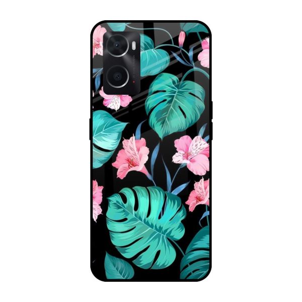 Tropical Leaves & Pink Flowers Glass case for Oppo A36 Online now