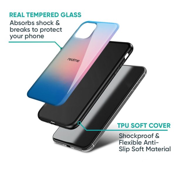 Blue & Pink Ombre Glass case for Realme C21Y For Sale